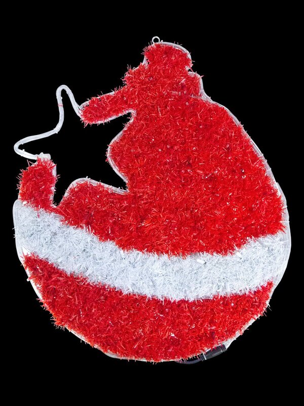 Red & White Tinsel Bauble With Cool White LED Rope Light Silhouette - 70cm — image 4