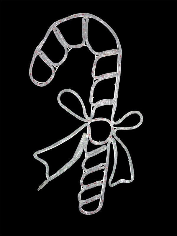 Red & White With Green Candy Cane LED Rope Light Silhouette - 80cm — image 5