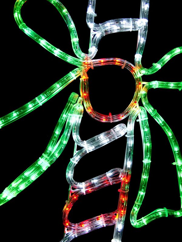 Red & White With Green Candy Cane LED Rope Light Silhouette - 80cm — image 4