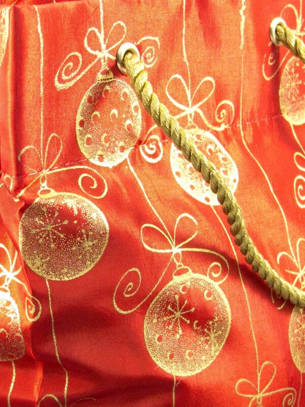 Red With Gold Bauble Print Gift Bag - 20cm