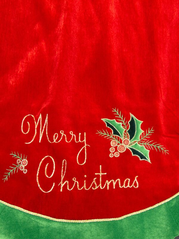 Red With Green Border & Merry Christmas Tree Skirt - 1.2m