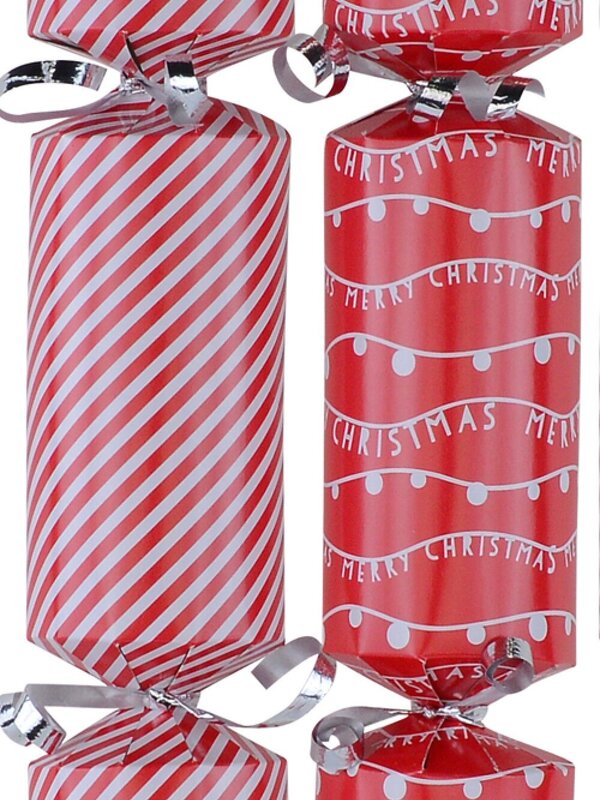 Red With White Strings & Stripes Christmas Cracker Bon Bons - 12 x 31cm — image 2