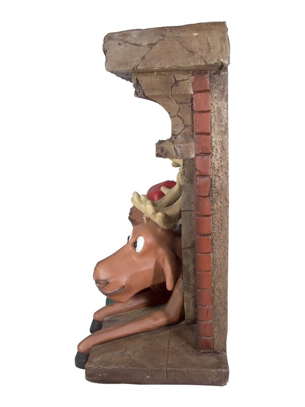 Resin Santa & Reindeer Squeezing Out Of Fireplace Decor - 1.1m — image 6