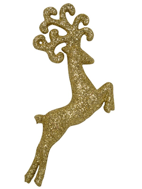 Ruby Red & Gold Glittered Deer Decorations - 4 x 10cm — image 3