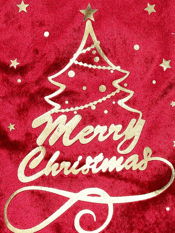 Ruby Velvet Gold Tree & Script Christmas Stocking | 45cm — image 3