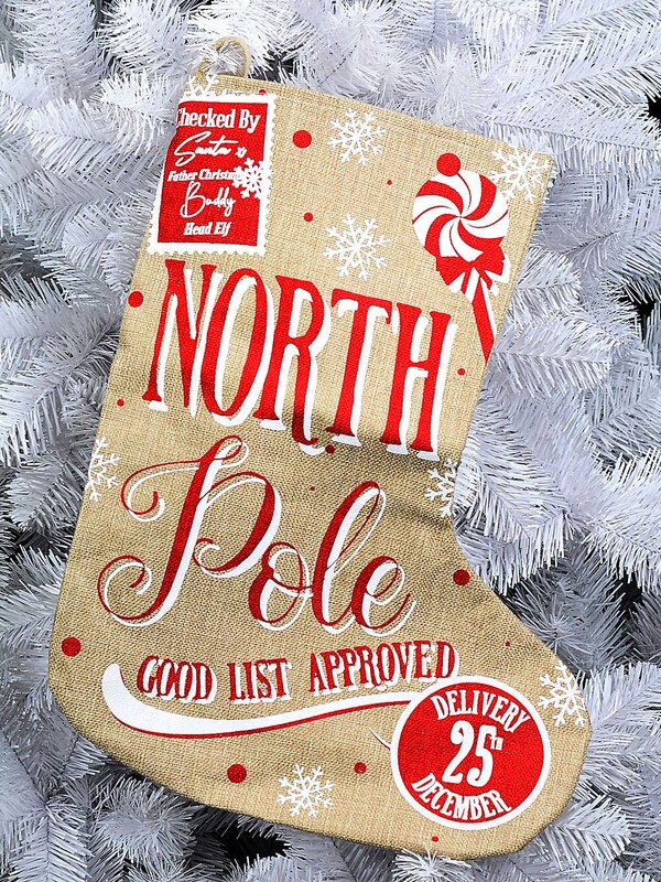 Rustic Jute North Pole Good List Approved Christmas Stocking | 50cm — image 2
