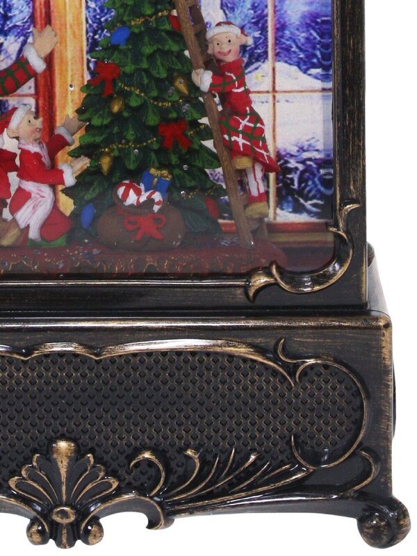 Santa At Home Scene Christmas Wood Stove Look Musical Snow Globe - 27cm — image 4