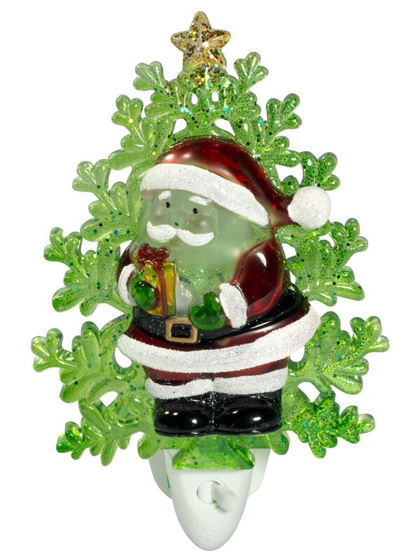 Santa & Christmas Tree Night Light - 15cm