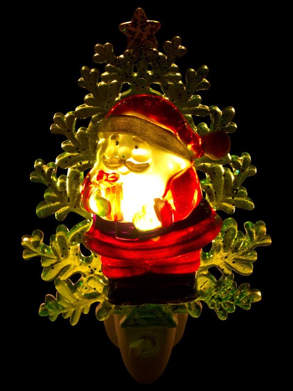 Santa & Christmas Tree Night Light - 15cm