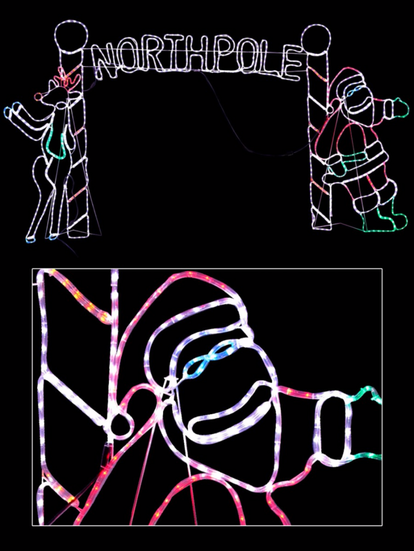 Santa & Deer North Pole Archway LED Rope Light Silhouette - 2.3m