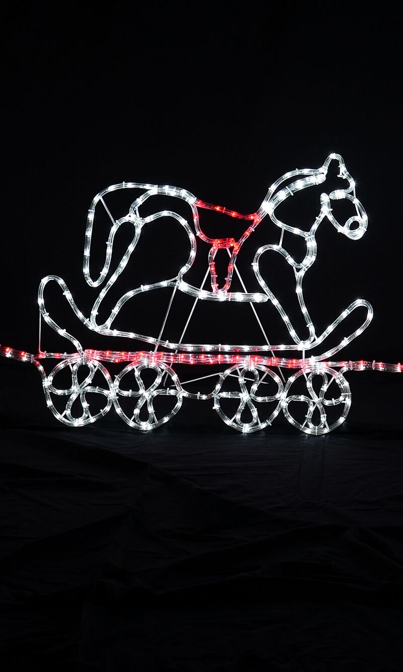Santa Driving A Steam Train With Toys LED Rope Light Silhouette - 3.2m