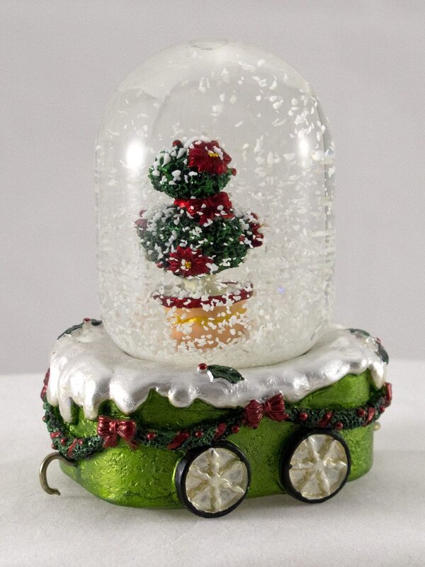 Santa Driving Train With 3 Carriage Waterballs Snowglobe - 26cm