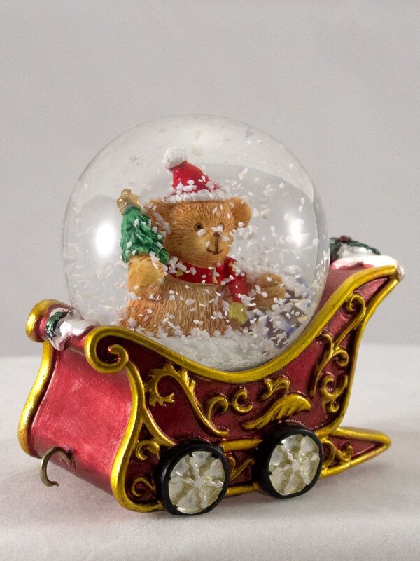 Santa Driving Train With 3 Carriage Waterballs Snowglobe - 26cm