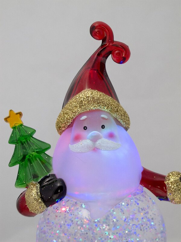 Santa Holding Tree Illuminated Snow Globe Ornament - 22cm — image 4