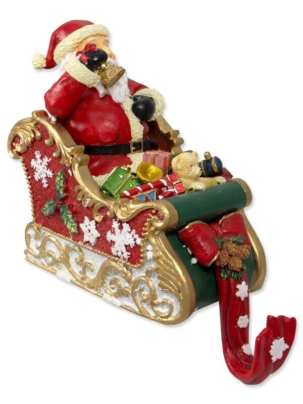 Santa In Sleigh Stocking Holder - 17cm