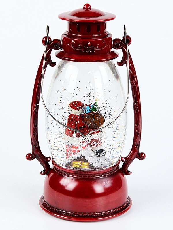 Santa In The Chimney Hurricane Lantern Christmas Snow Globe - 24cm — image 4