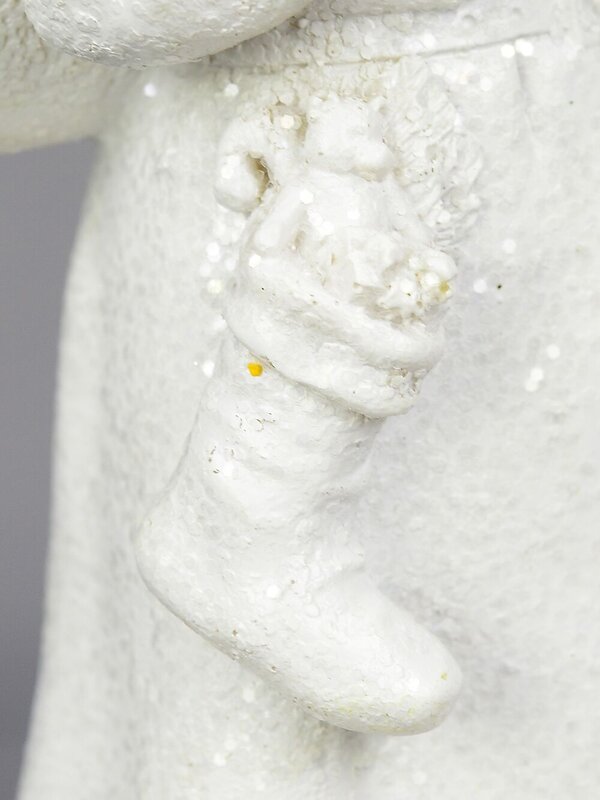 Santa In Winter White Suit With Child Standing Christmas Ornament - 23cm