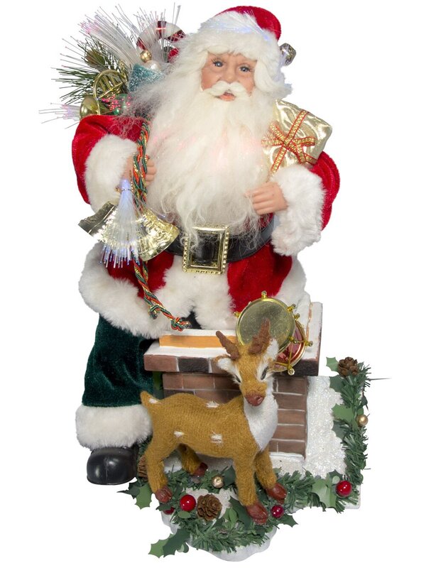 Santa On Chimney With Deer Fibre Optic Musical Animation - 34cm — image 3