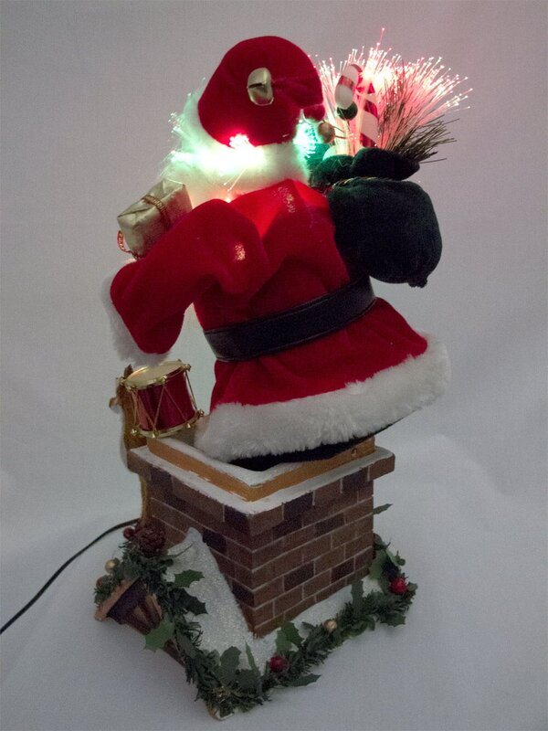 Santa On Chimney With Deer Fibre Optic Musical Animation - 34cm — image 8