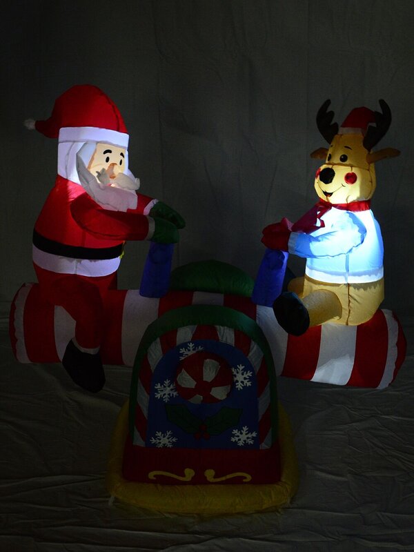 Santa & Reindeer On Animated & Illuminated Seesaw Inflatable - 1.3m — image 8