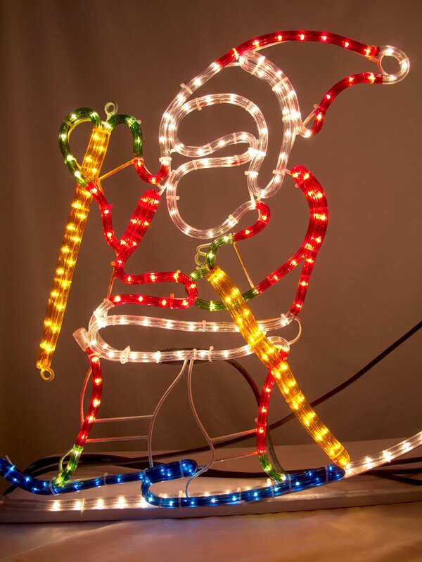 Santa Skiing Downhill Rope Light Silhouette - 1.8m — image 3