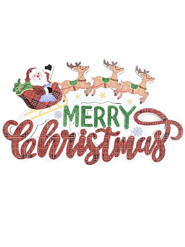 Santa Sleigh & Reindeer Merry Christmas Hanging Sign | 40cm — image 2