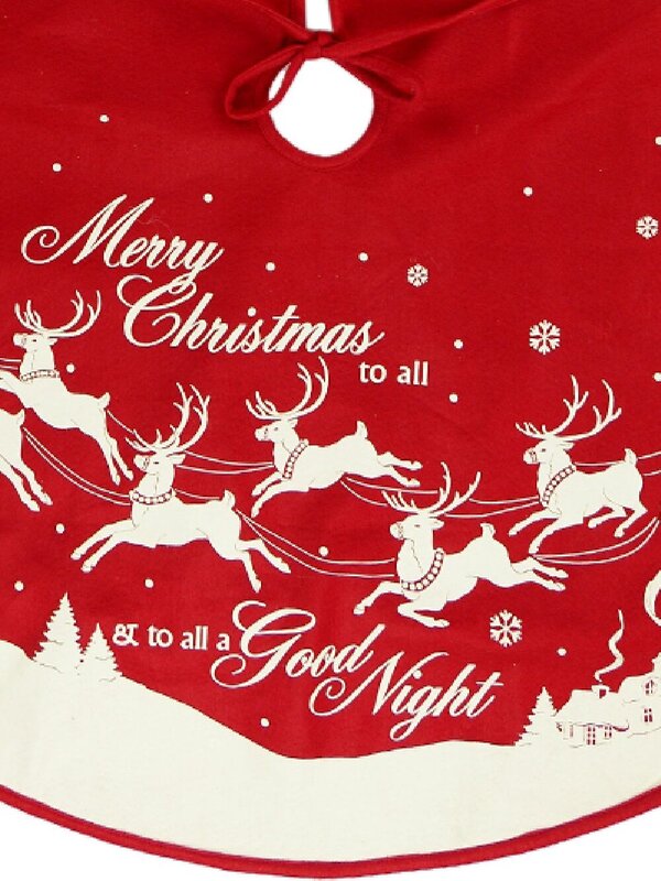 Santa, Sleigh & Reindeer Traditional Design Christmas Tree Skirt - 1.2m — image 3