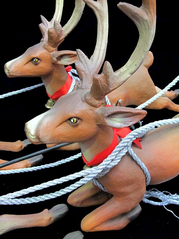 Santa Sleigh & Reindeers Christmas Decor - 1.8m