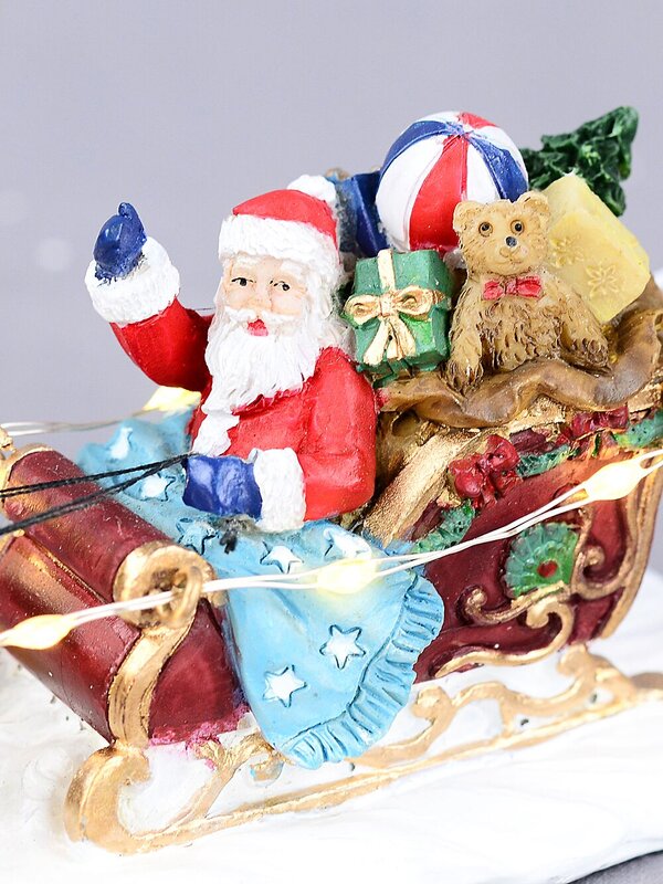 Santa, Sleigh & Reindeers In Snow With Warm White LED Lights | 22cm — image 5