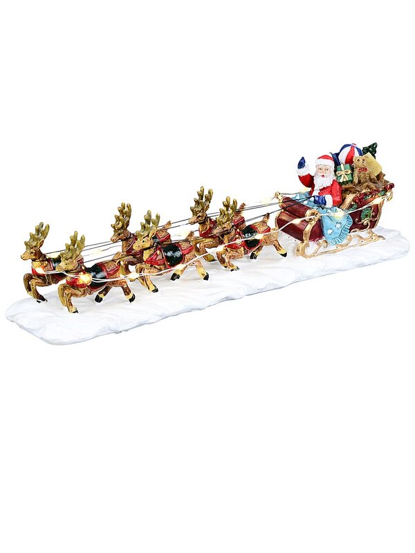 Santa, Sleigh & Reindeers In Snow With Warm White LED Lights | 22cm — image 4