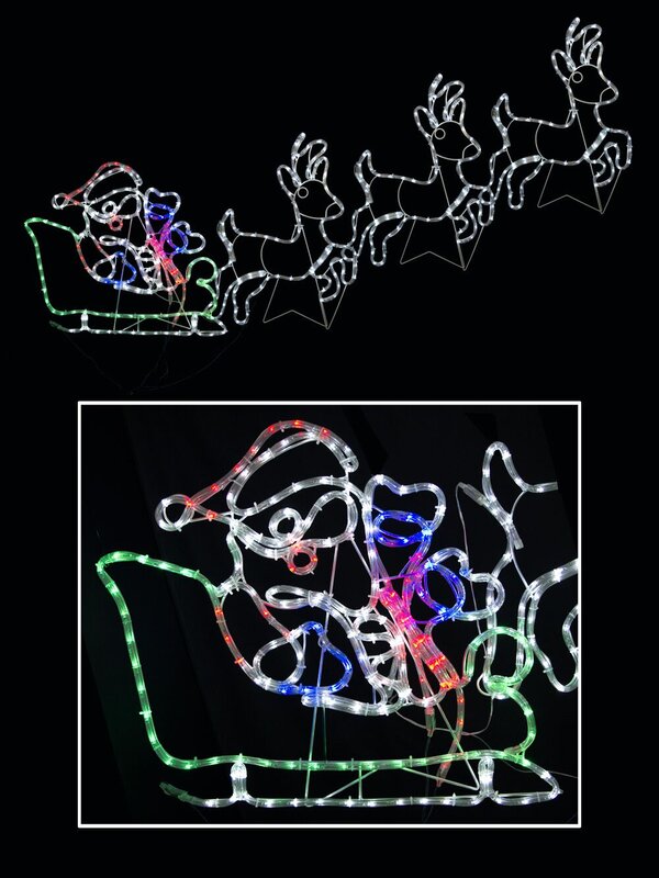 Santa, Sleigh & Reindeers LED Rope Light Silhouette - 2.5m — image 2