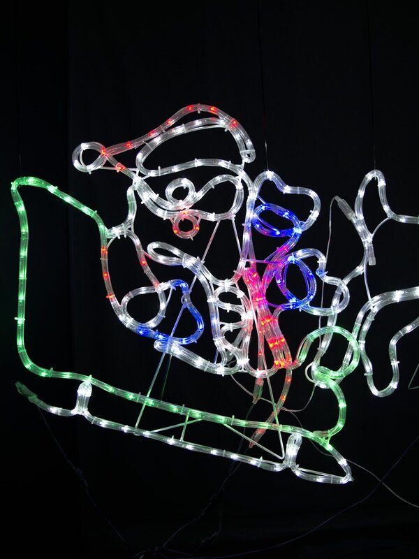 Santa, Sleigh & Reindeers LED Rope Light Silhouette - 2.5m — image 5