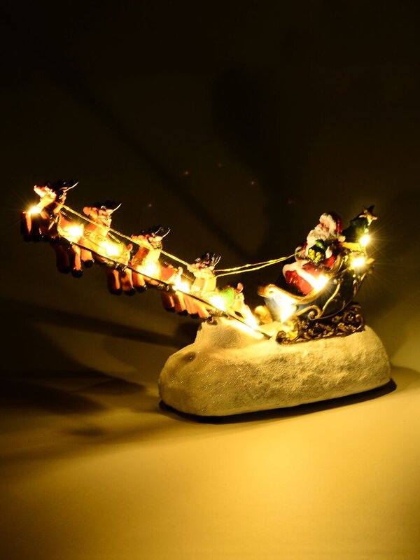 Santa, Sleigh & Reindeers With LEDs Battery Christmas Village Scene - 26cm — image 3