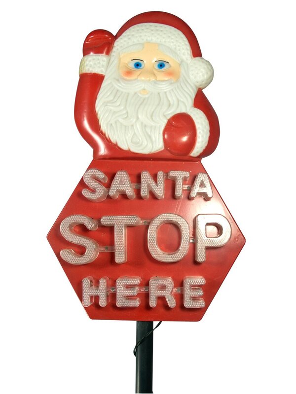 Santa Stop Here LED Blow Mould Solar Stake Light - 80cm — image 2