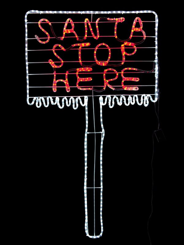 Santa Stop Here Sign Post LED Rope Light Silhouette - 1.5m — image 2