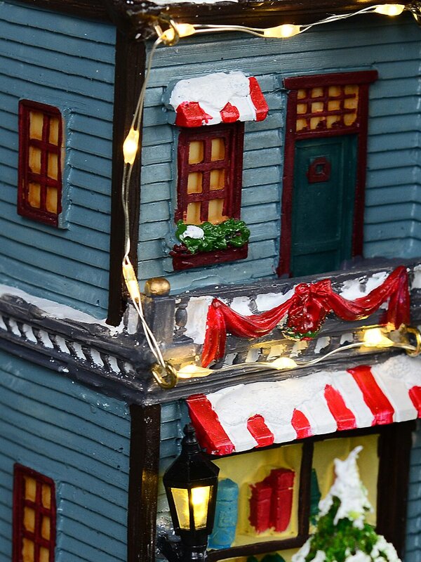 Santa Visiting Family Home With Mum & Kids Christmas Village Scene - 24cm — image 9