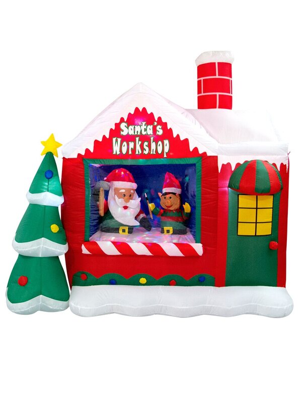 Santa's Workshop Illuminated Inflatable With Santa Elf & Tree - 1.8m — image 2