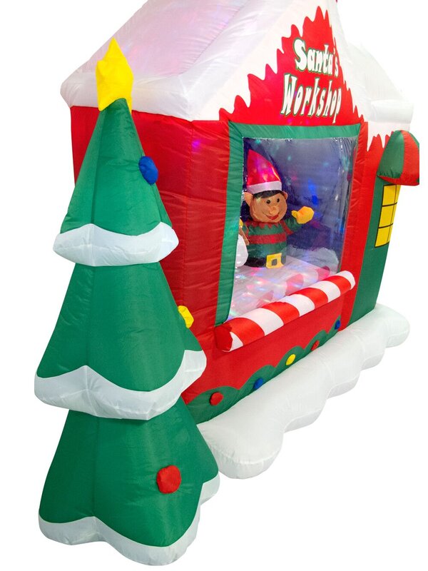 Santa's Workshop Illuminated Inflatable With Santa Elf & Tree - 1.8m — image 7