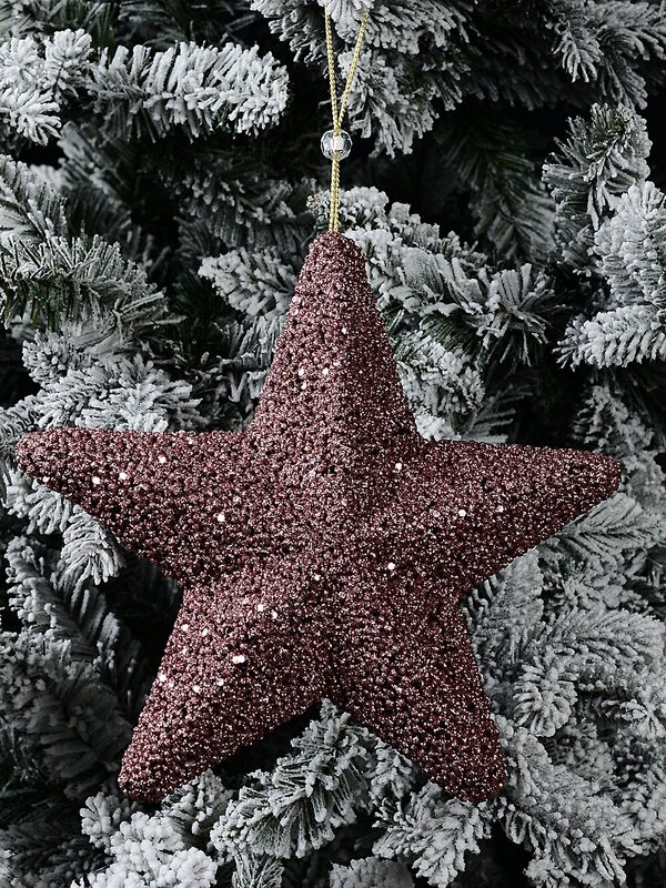 Shiny Dusty Rose Textured Christmas Star Whimsical Essential Ornament | 26cm — image 2