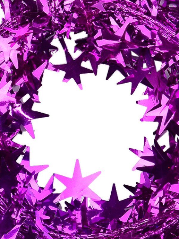 Shiny Fuchsia Hexagram Star Christmas Wired Tinsel Garland - 7.6m — image 3