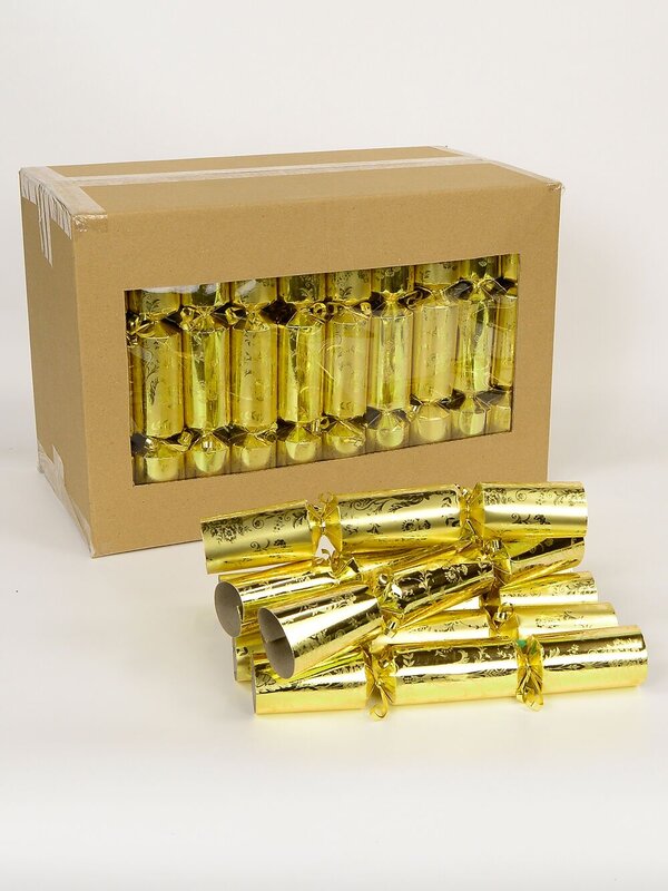 Shiny Gold Fluer De Lis Pattern On Gold Bulk Christmas Bon Bons - 50 x 28cm