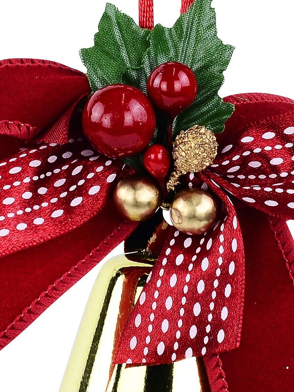 Shiny Gold & Red Bow Whimsical Signature Tinkling Bell Drop | 10cm — image 4