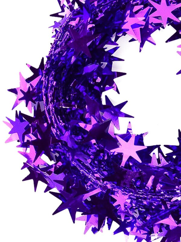 Shiny Purple Hexagram Star Christmas Wired Tinsel Garland - 7.6m — image 2