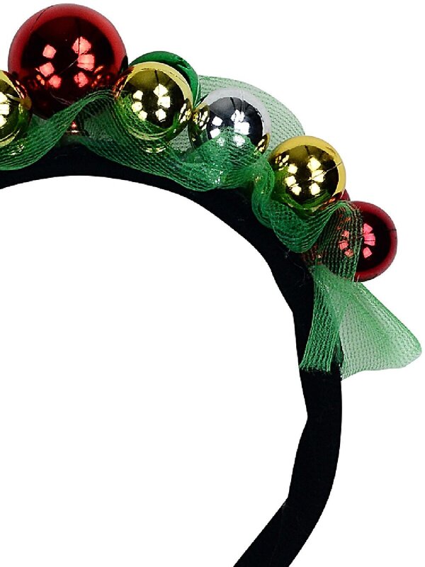 Shiny Red, Gold, Silver & Green Christmas Baubles Headband - One Size Fits Most — image 3