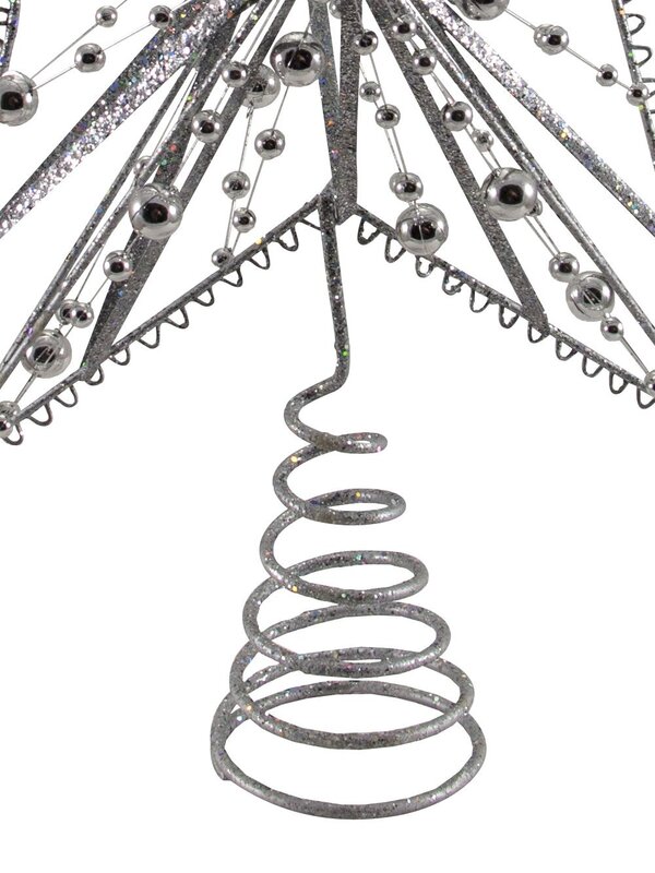 Silver 3D Wire & Beads Star Tree Top Decoration - 31cm — image 3