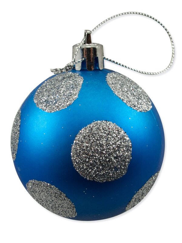 Silver & Blue Baubles With Assorted Patterns - 9 x 60mm — image 4