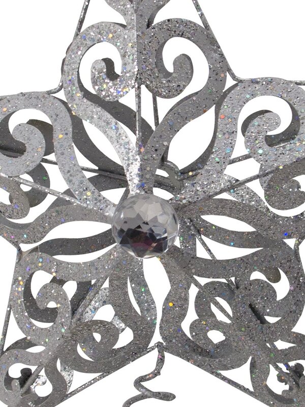 Silver Filigree 3D Star Tree Top Decorations - 23cm — image 2