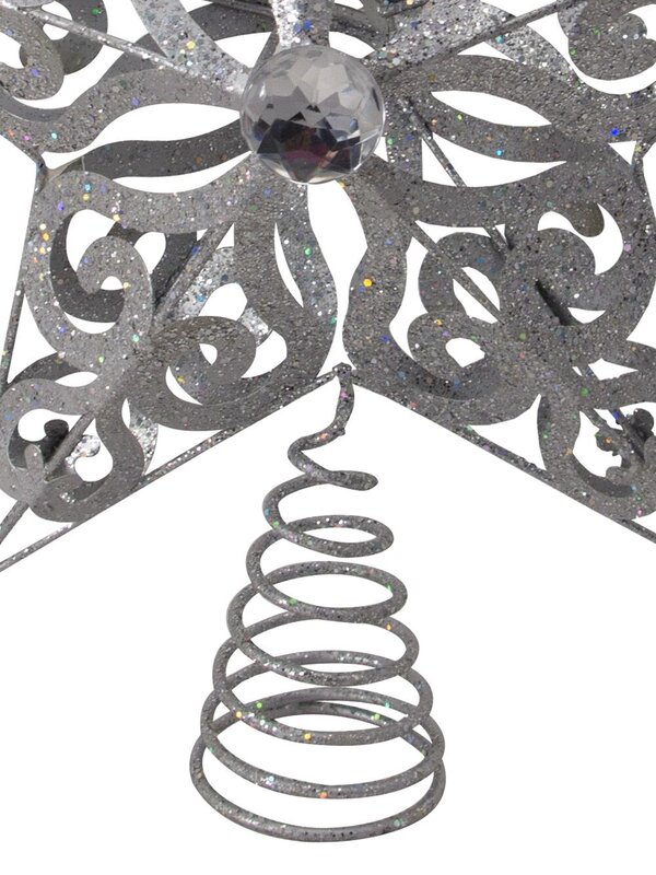 Silver Filigree 3D Star Tree Top Decorations - 23cm — image 3