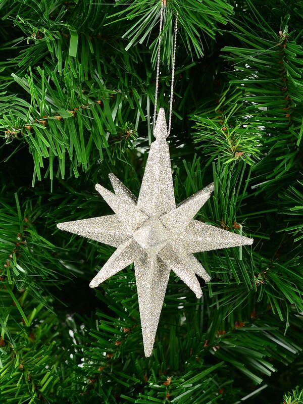 Silver Glitter 3D Star Of Bethlehem Whimsical Essential Ornament | 14cm — image 2