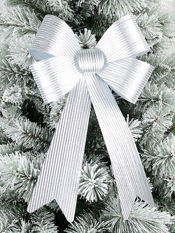 Silver Glitter Stripe Timeless Monumental Bow | 45cm — image 2